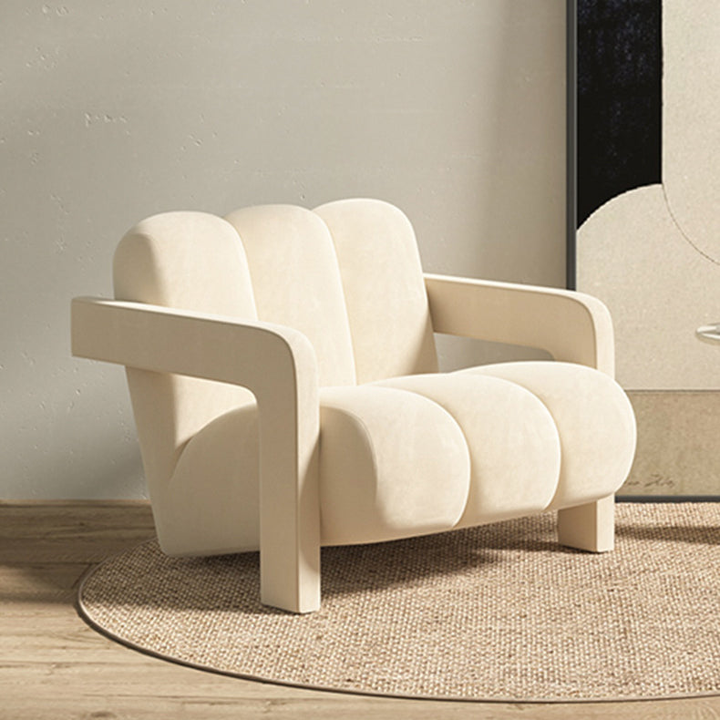 Sillón individual contemporáneo escandinavo de terciopelo y tejido sherpa con madera y espuma, con respaldo y reposabrazos, para sala de estar 