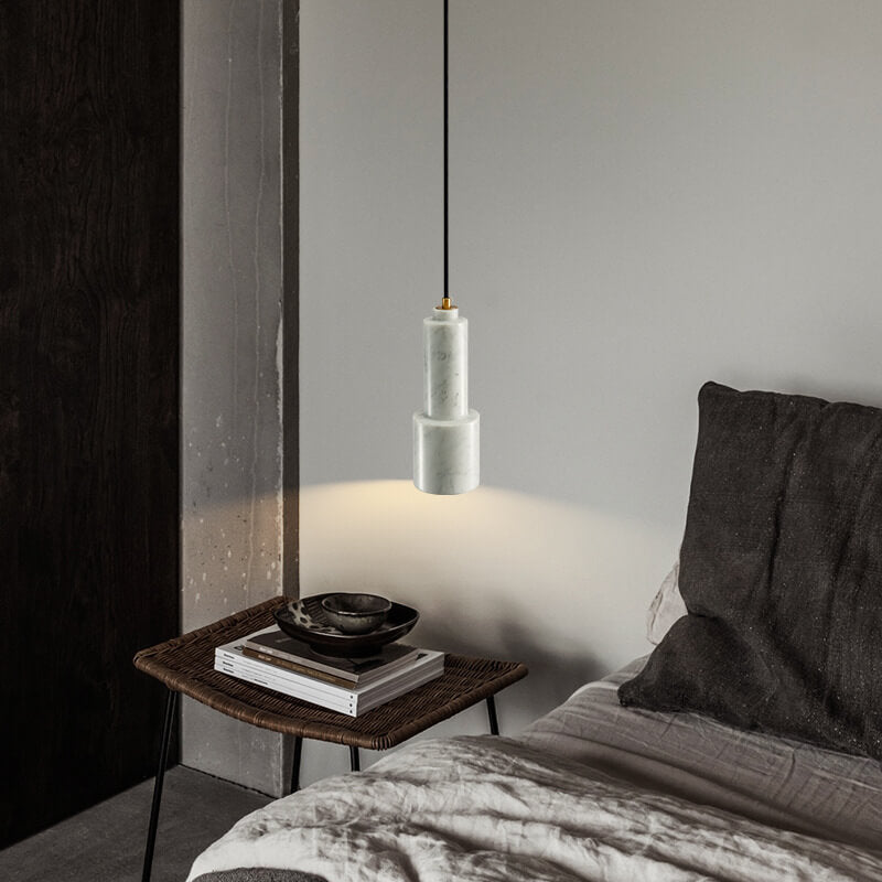 Nordic Light Luxus Messing Marmor Zylinder 1-Licht Pendelleuchte 
