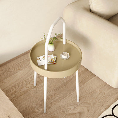Mesa de café redonda minimalista moderna de hierro y PC de 1 nivel para sala de estar 