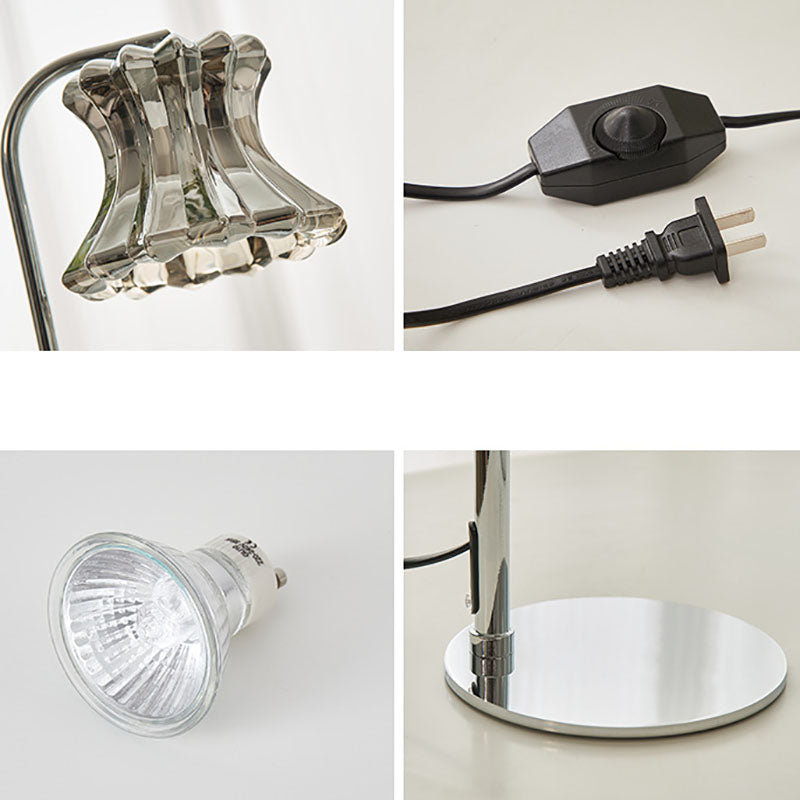 Moderne minimalistische florale Tischlampe mit rundem Sockel aus Eisenglas mit 1 Licht für die Aromatherapie mit schmelzendem Wachs für Schlafzimmer 