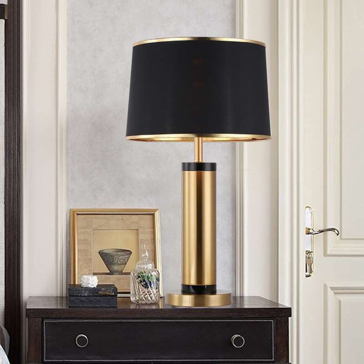 Moderne Übergangszylinder Eisengewebe 1-Licht Tischlampe für Wohnzimmer 