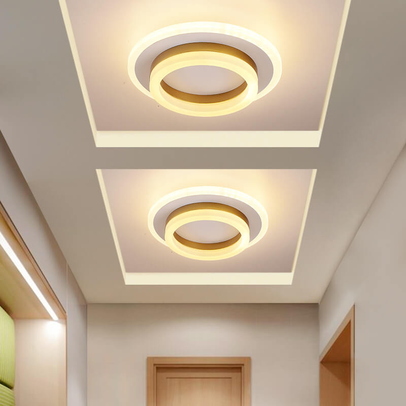 Luz de techo LED de montaje empotrado de hierro acrílico simple nórdico cuadrado círculo 