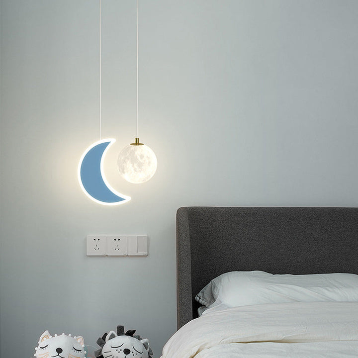 Zeitgenössische kreative Cartoon Acryl Flugzeug Mond Schatten LED Kinder Kronleuchter für Schlafzimmer 