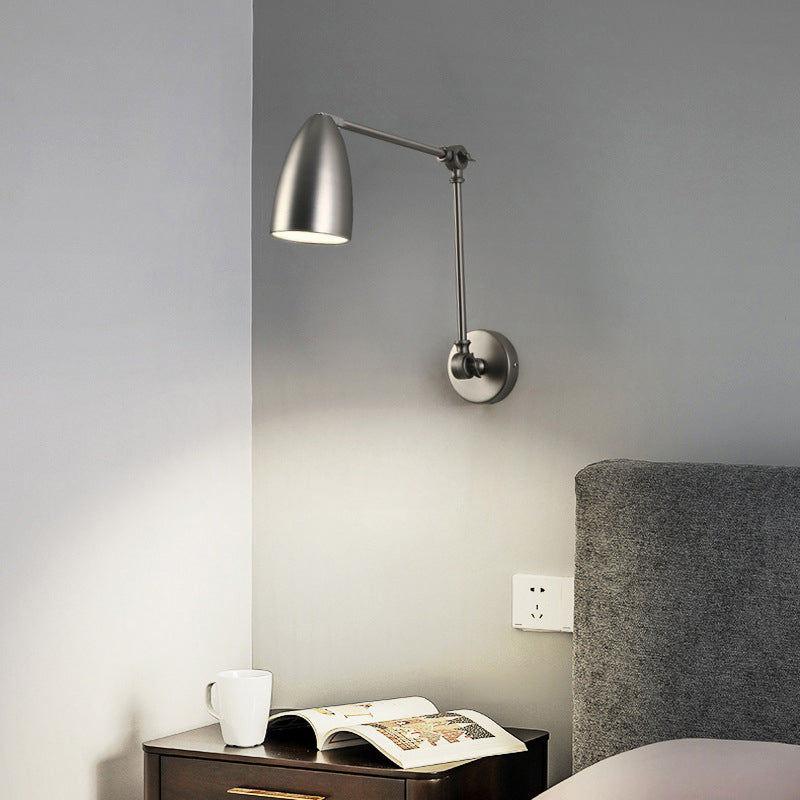 Zeitgenössische industrielle schwenkbare Kegel Metall 1-Licht Wandleuchte Lampe für Schlafzimmer 