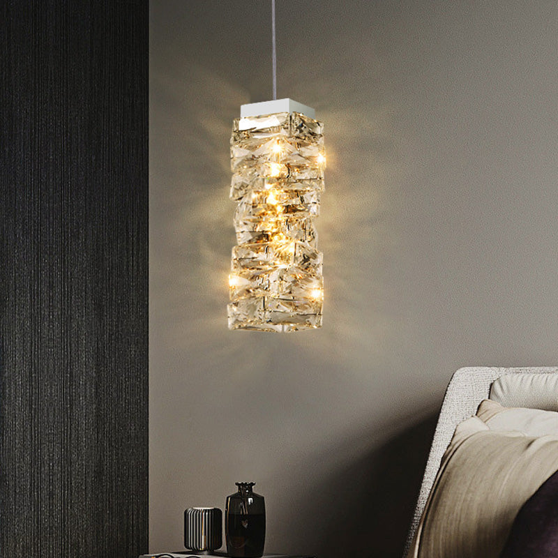Moderne Luxus Edelstahl Kristall Unregelmäßige Spalte LED Pendelleuchte Für Wohnzimmer 