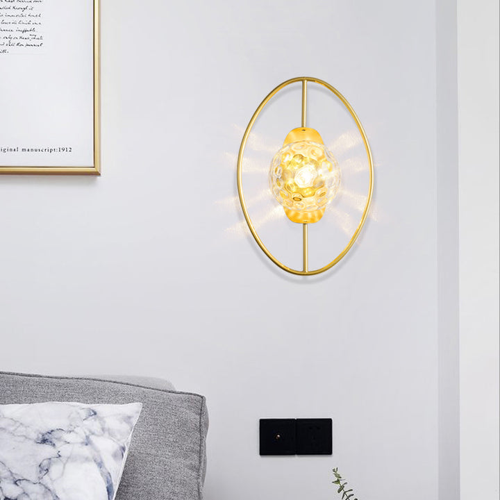 Applique murale contemporaine nordique en fer et verre ovale à 1 lumière pour chevet 