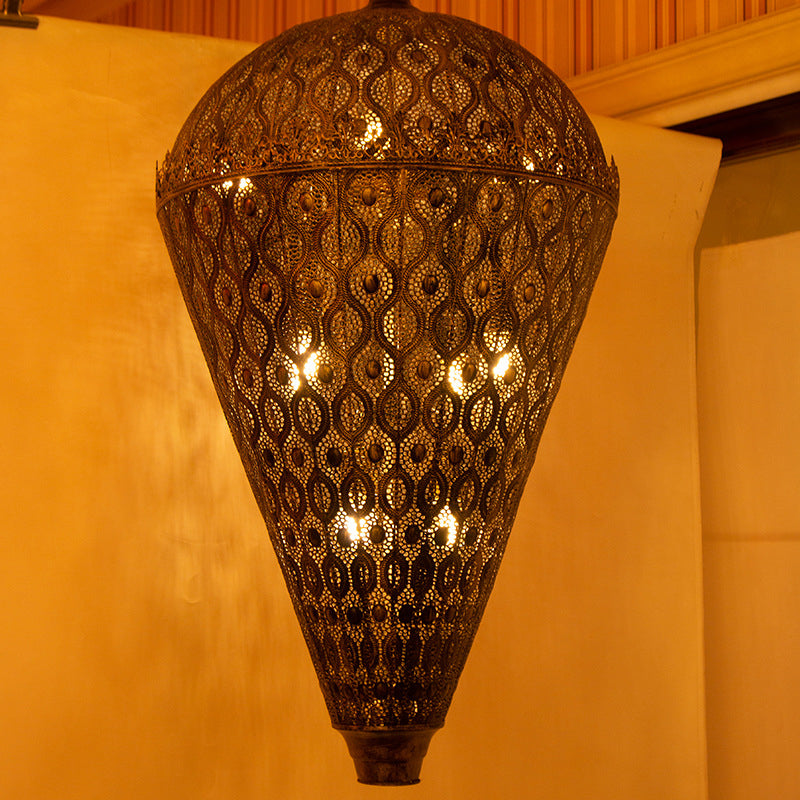الثريا الحديدية ذات التصميم الكلاسيكي العتيق المحفور على شكل زهرة مخروطية ذات 10 أضواء لغرفة الطعام 