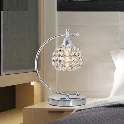 Modern Minimalist Globe Crystal Shade Arc 1-Light Table Lamp