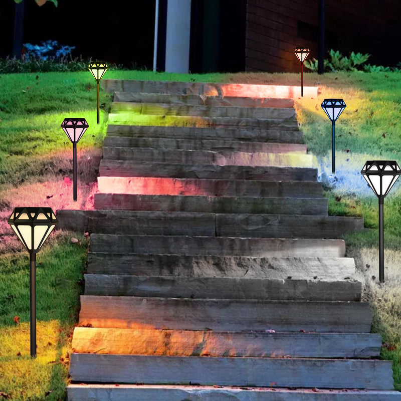 إضاءة LED للمناظر الطبيعية في الهواء الطلق بتصميم آرت ديكو العصري مقاومة للماء مصنوعة من البلاستيك الأكريليك الماسي ABS PC للطاقة الشمسية للحديقة 