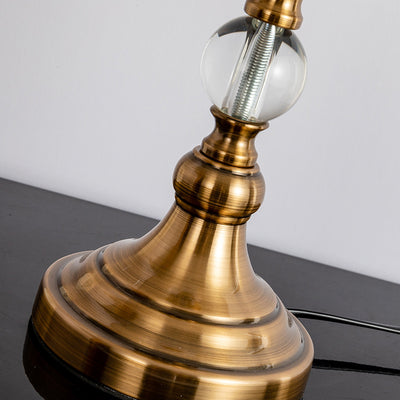 Moderne Luxus Runde Trapez Eisen Kristall Stoff 1-Licht Tisch Lampe Für Schlafzimmer 
