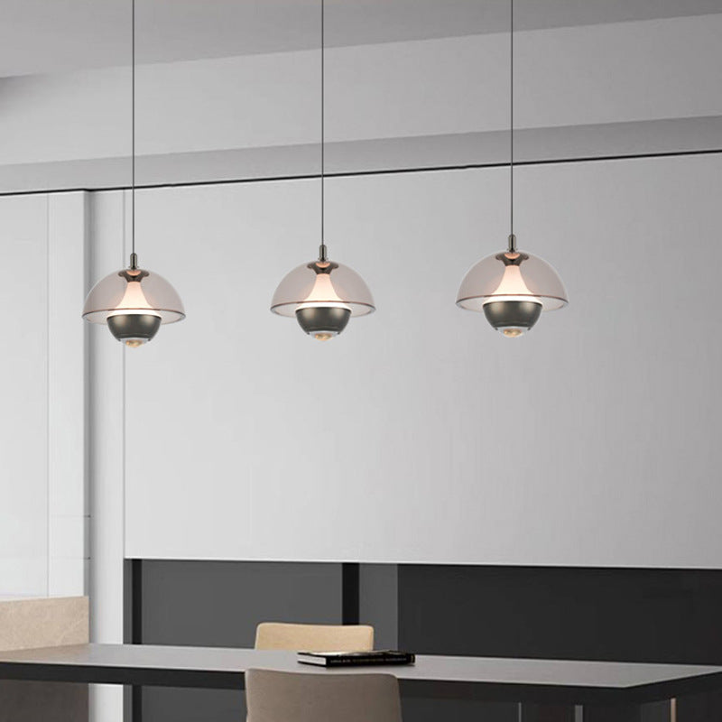 Moderne Einfachheit Hemisphäre Liftable Aluminium Acryl LED Pendelleuchte für Esszimmer 