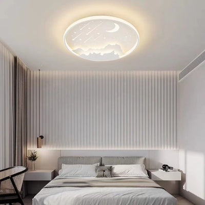 Plafonnier LED en fer météore lune ronde minimaliste moderne pour chambre à coucher 