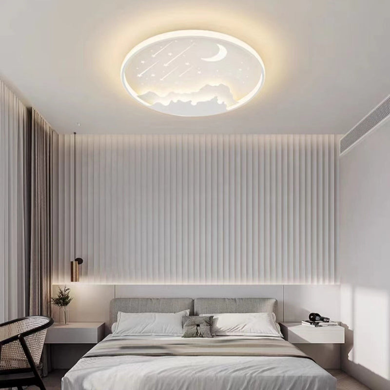 Plafonnier LED en fer météore lune ronde minimaliste moderne pour chambre à coucher 