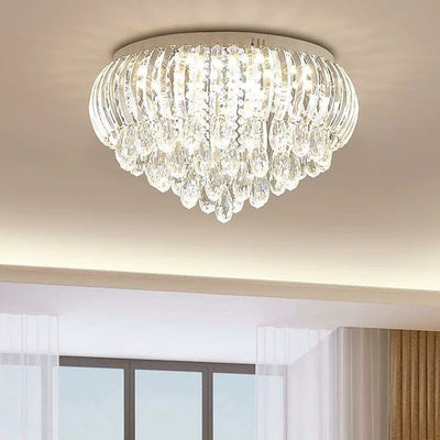Luz de techo empotrada con caída redonda de cristal de acero inoxidable de simplicidad moderna de 7/9/10 luces para sala de estar 