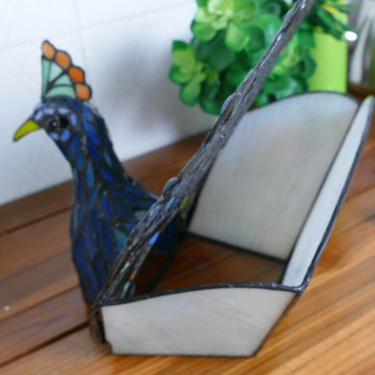 Lámpara de Mesa de 1 Luz con Forma de Pavo Real de Vidrio Tiffany Retro 