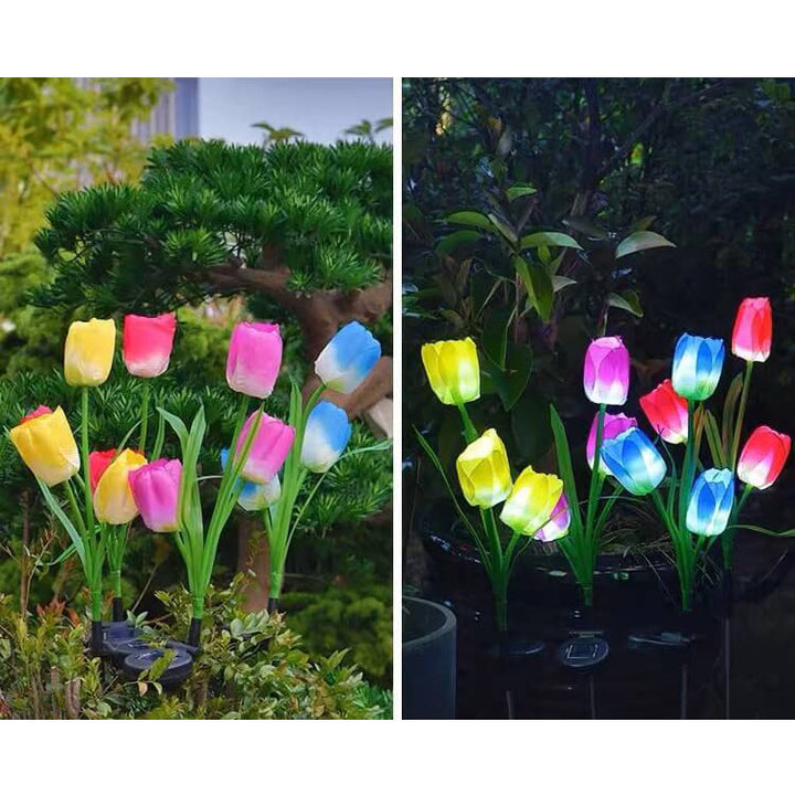 Contemporary Creative Outdoor Solar Tulip LED Waterproof Lawn Ground Decorative Insert Landscape Light