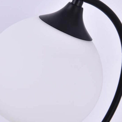 Moderne einfache Blumen-Glaslampe mit gebogenem Eisenfuß, 1-Licht-Tischlampe 