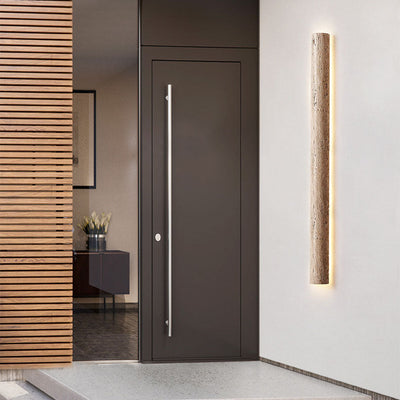 Applique Murale LED Longue Jaune en Travertin Étanche Minimaliste Moderne pour Patio Extérieur 