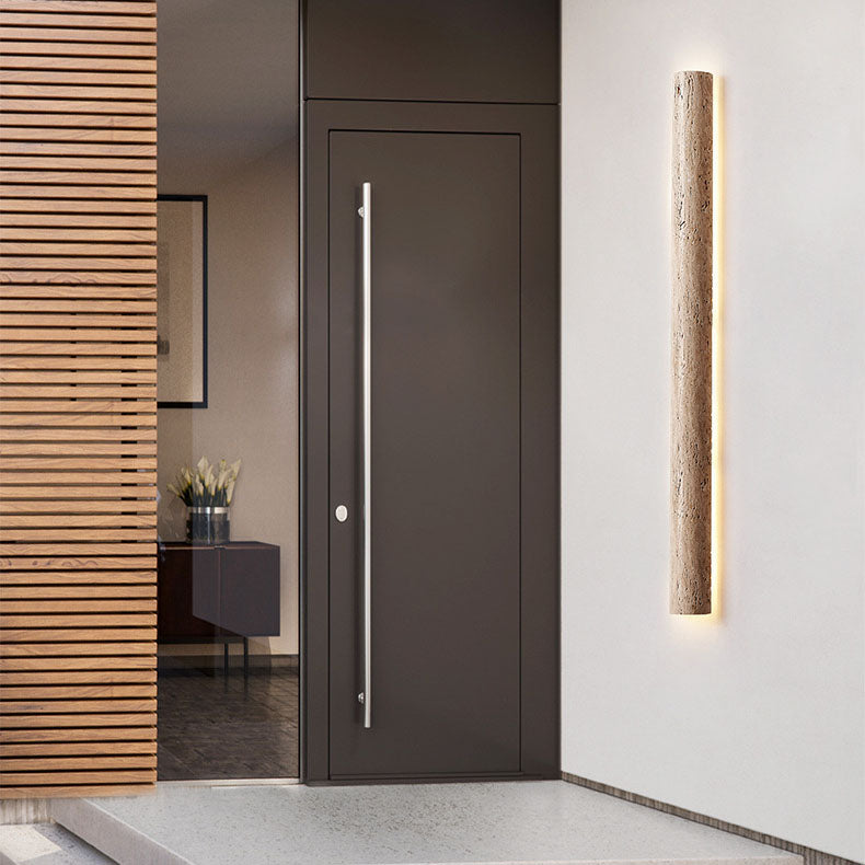Applique Murale LED Longue Jaune en Travertin Étanche Minimaliste Moderne pour Patio Extérieur 