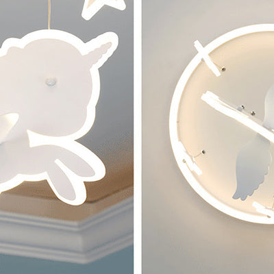 Zeitgenössische Nordic Kids Eisen Acryl Runde Einhorn Stern LED Unterputz Deckenleuchte für Schlafzimmer 