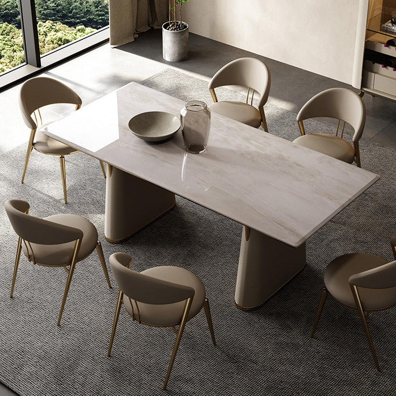 Modern Luxury Round Cushion Microfiber Leather Stainless Steel Dining Chair Backrest Armrest For Dining Room