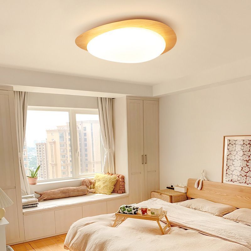 Contemporary Scandinavian Pebble Shape Iron Acrylic LED Flush Mount Ceiling Light For Bedroom