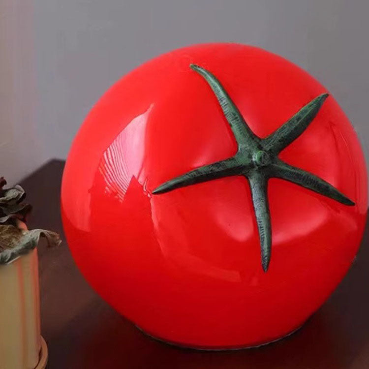 Lámpara de mesa LED USB decorativa de resina de tomate Art Deco moderno para sala de estar 