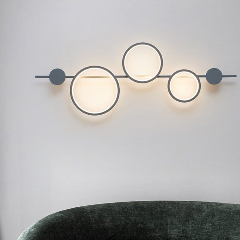 Moderne minimalistische mehrere Kreis Eisen Silikon LED Wandleuchte Lampe für Wohnzimmer 