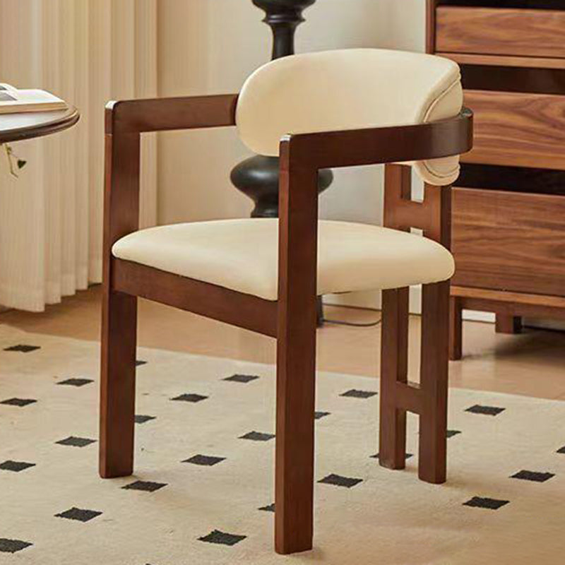 Zeitgenössischer skandinavischer Bent Square PU-Leder-Holz-Esszimmerstuhl Rückenlehne Arm für Esszimmer 