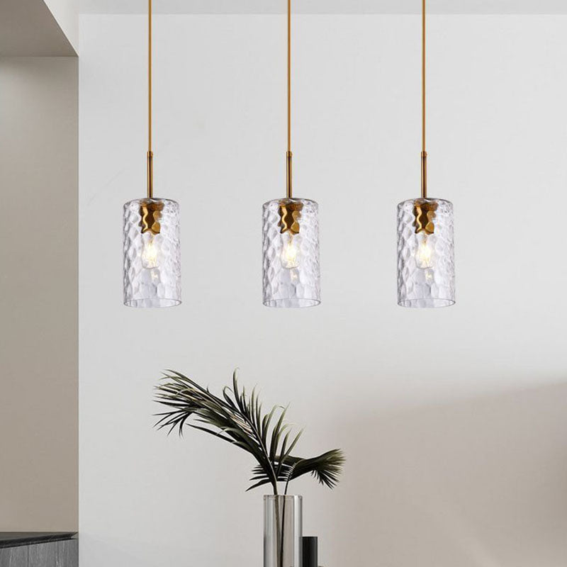 Contemporary Scandinavian Cylinder Iron Glass 1-Light Pendant Light For Living Room