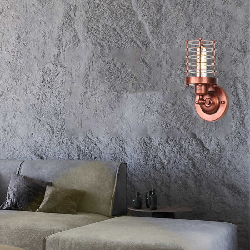 Lampe murale à un feu en fer à cylindre industriel contemporain pour couloir 