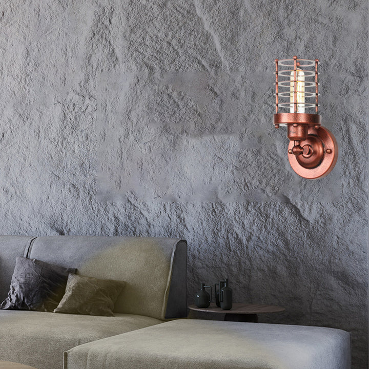 Lampe murale à un feu en fer à cylindre industriel contemporain pour couloir 