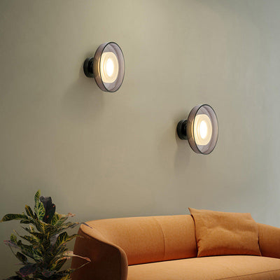 Contemporary Scandinavian Round Hardware Glass LED Semi-Flush Mount Ceiling Light For Living Room