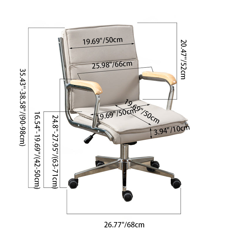 Moderner minimalistischer quadratischer gepolsterter PU-Leder-Schreibtischstuhl aus Edelstahl mit Rückenlehne und Armlehne für das Home Office 