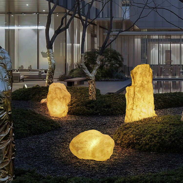 Zeitgenössische kreative Harz-Imitation Berg LED Rasen Landschaft Licht für Terrasse im Freien 