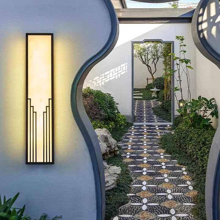 Moderne minimalistische rechteckige Edelstahl-Imitationsmarmor-LED-Außenwandleuchte für den Garten 