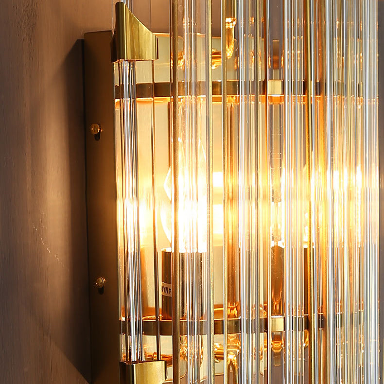 Zeitgenössische Luxus Streifen Hardware Kristall 2/4 Licht Wandleuchte Lampe für Wohnzimmer 