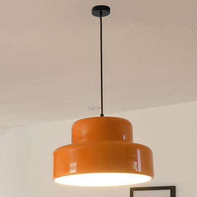 Contemporary Scandinavian Double Round Iron 1-Light Pendant Light For Living Room