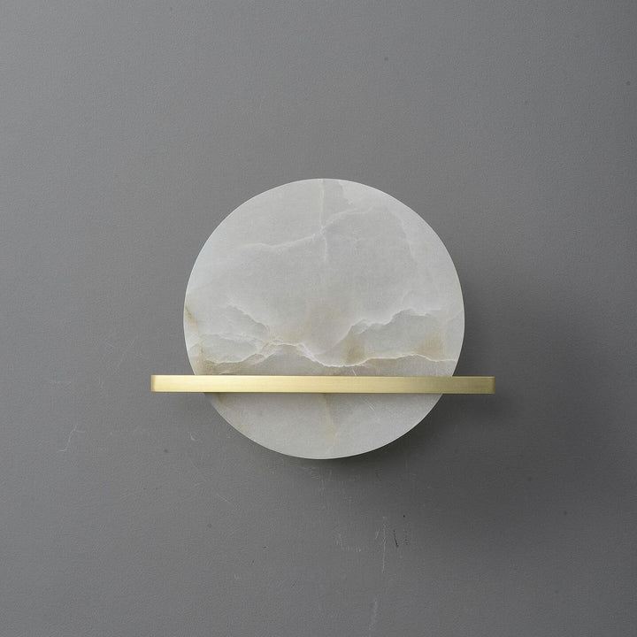 Modern Luxury Round Disc Round Marble Copper 1-Light Wall Sconce Lamp for Living Room