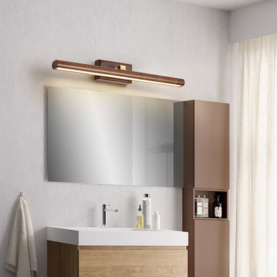 Nordic Minimalist Walnut Copper Cylinder LED Bathroom Vanity Mirror Front Wall Sconce Lamp