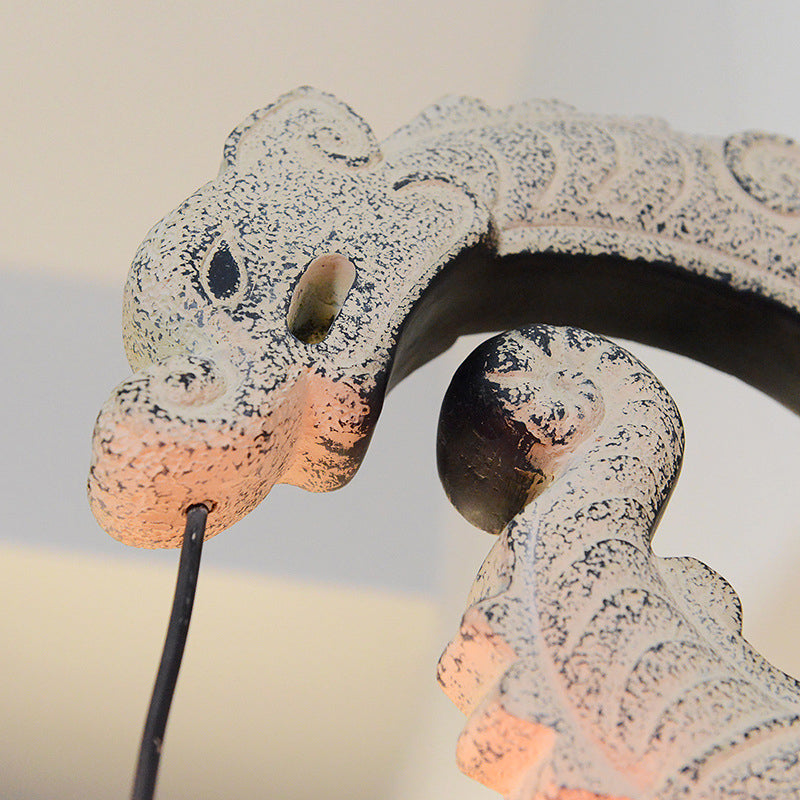 Abat-jour en tissu classique chinois traditionnel avec lanterne, design de dragon volant sculpté en résine, applique murale à 1 lumière pour salon 