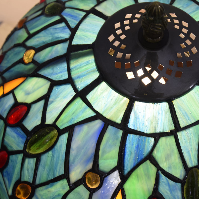 Traditionelle Tiffany Vintage Libelle Buntglas 1-Licht Tischlampe für Arbeitszimmer 