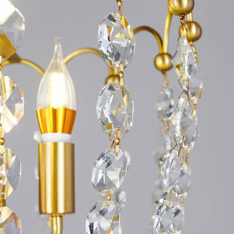 European Light Luxury Copper Crystal String 4-Light Semi-Flush Mount Ceiling Light