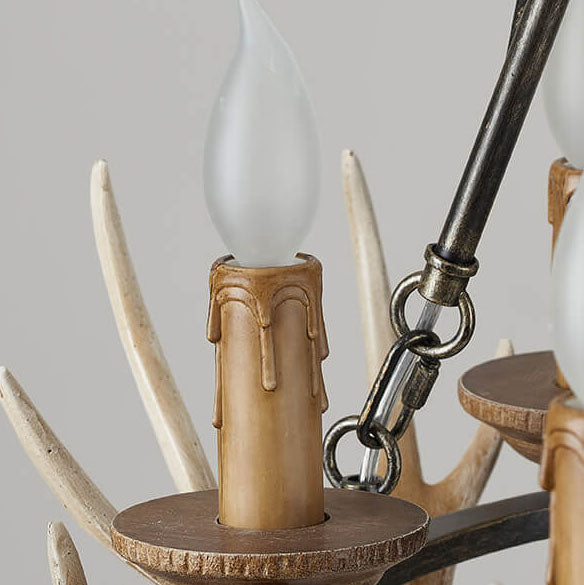 Candelabro de isla de 6 luces con soporte de vela de asta industrial de resina, hierro y acrílico 