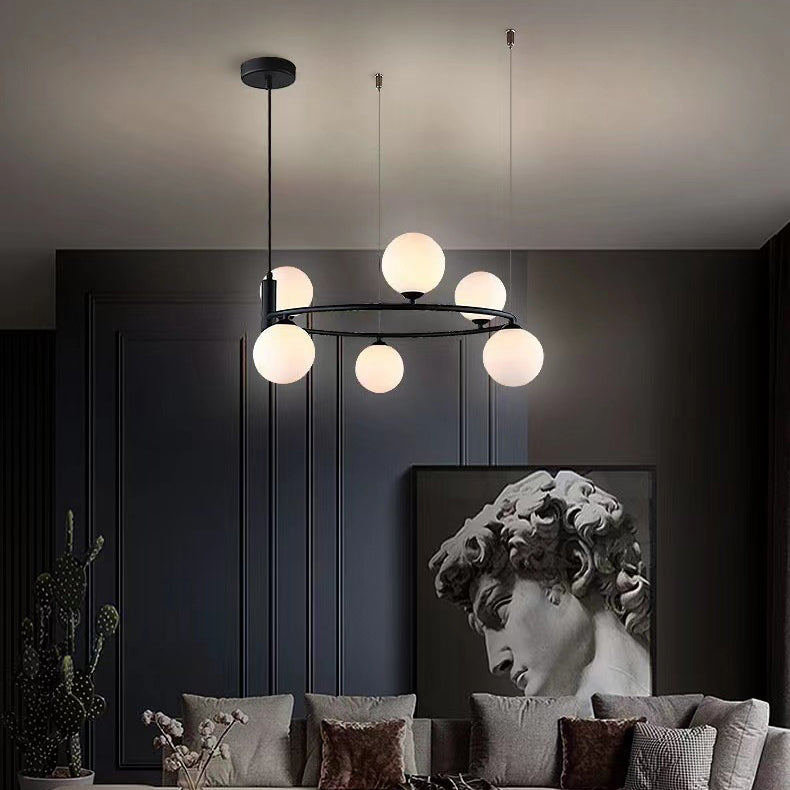 Cercle créatif contemporain en fer et verre avec 4/6 lumières pour salon 