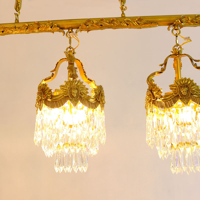 Lustre Contemporain Créatif en Bande de Cuivre Cristal 6/9 Lumières pour Salle à Manger 