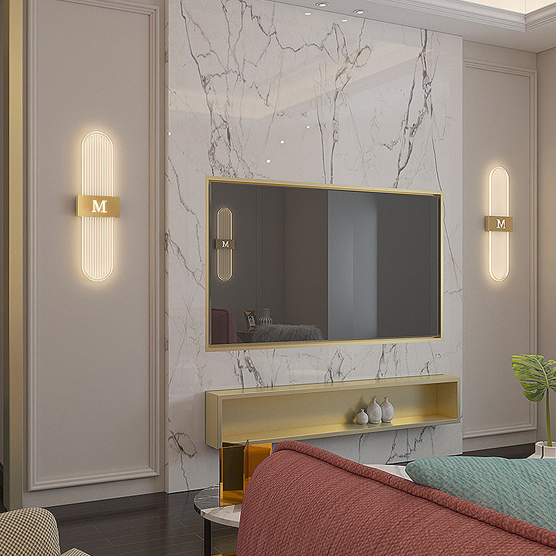 Applique murale LED moderne de luxe en fer acrylique elliptique pour salon 