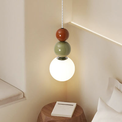 Moderne minimalistische runde Kugel Eisen Glas 1-Licht Pendelleuchte für Schlafzimmer 