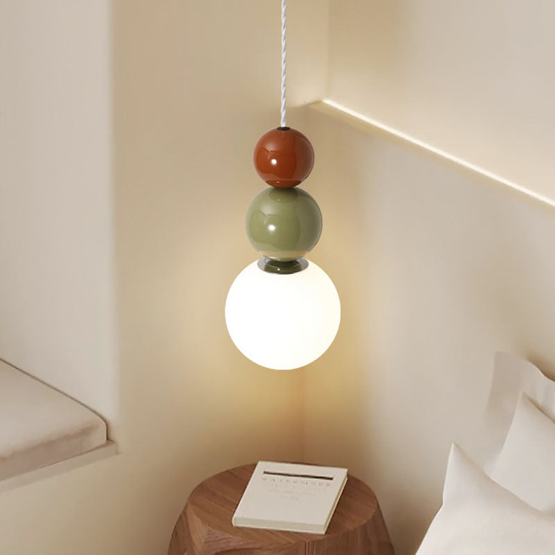 Moderne minimalistische runde Kugel Eisen Glas 1-Licht Pendelleuchte für Schlafzimmer 