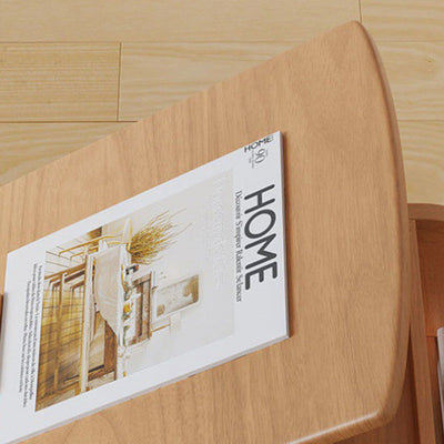 Table d'extrémité à couvercle rabattable en bois japonais traditionnel avec étagères de rangement à 4 niveaux pour salon 